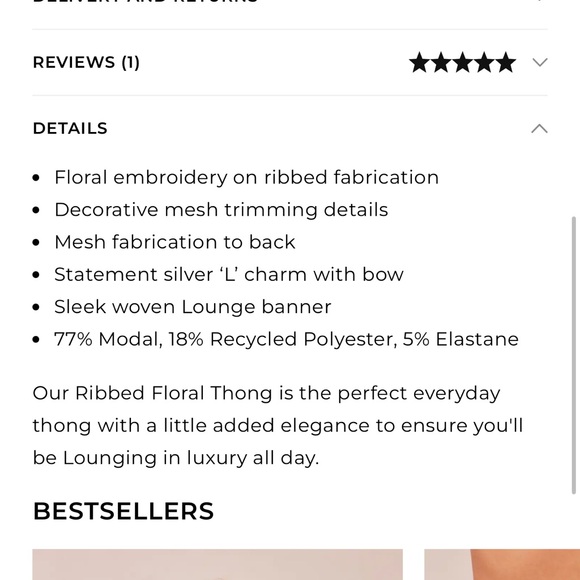 🩵 Lounge Ribbed Floral Triangle Thong 🩵 - Picture 2 of 7